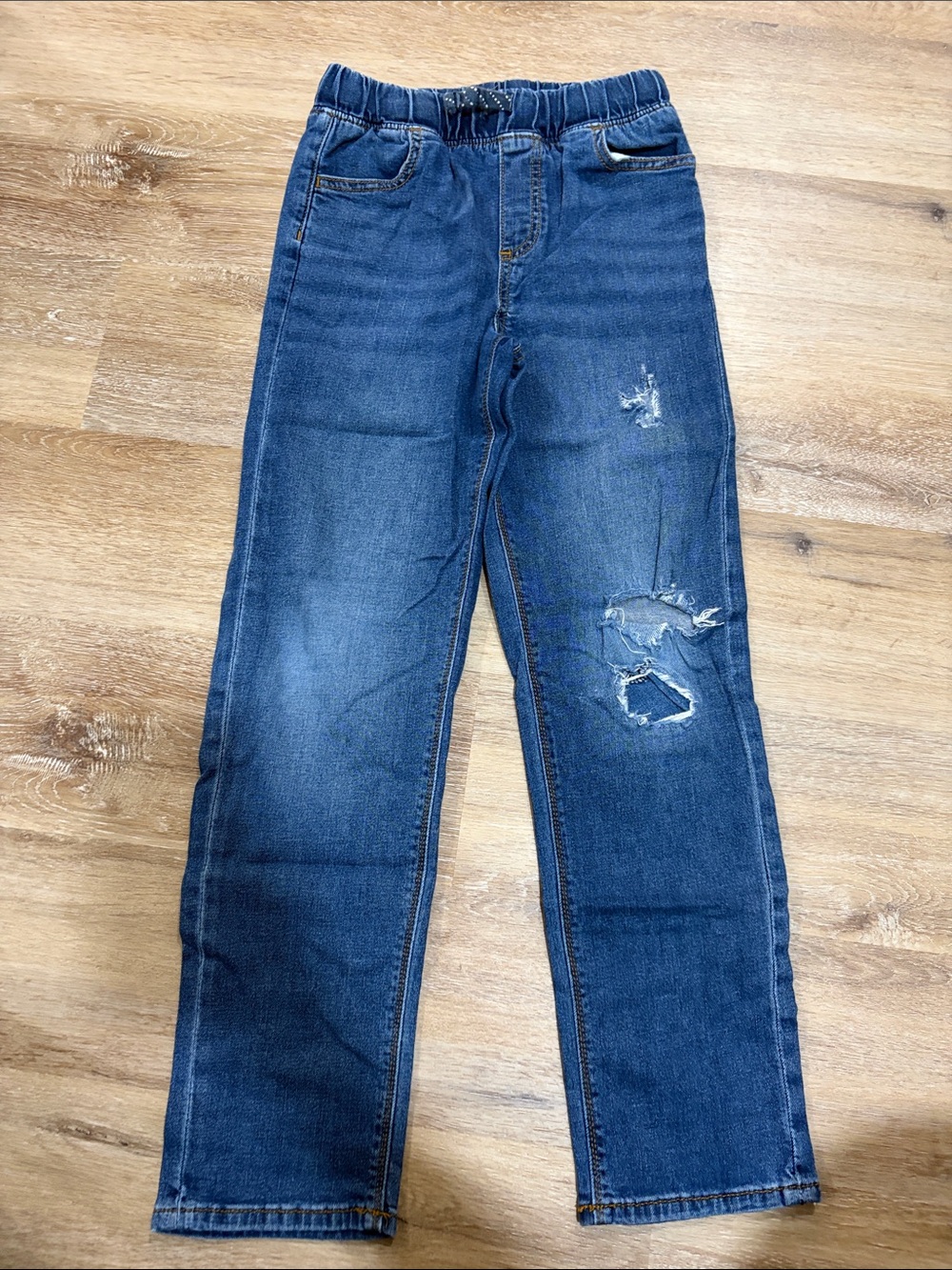 Kids Dark Blue Distressed Jeans - Classic Straight Fit